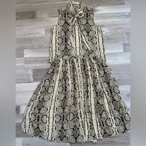 J. Crew Green and Beige Snake Python Print Top and Skirt Set